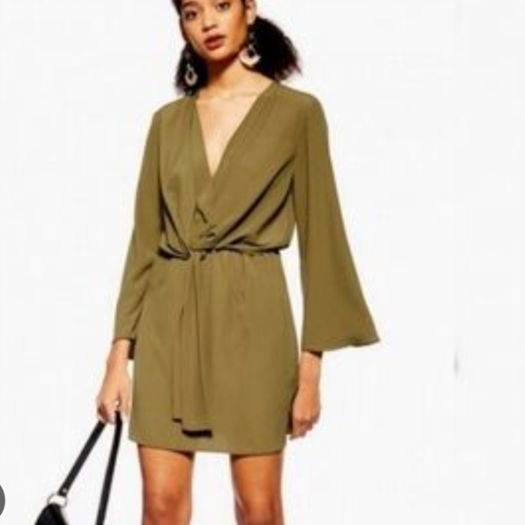 Topshop Dresses & Skirts - TOPSHOP OLIVE GREEN DRESS SIZE 12